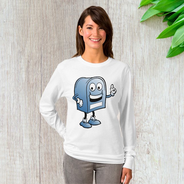 Camiseta Mascote de Caixa de Correio Feliz Caráter Azul (Criador carregado)