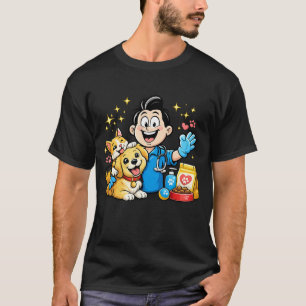 Camiseta Mascote de Cuidados Felizes com Animais Desenho An
