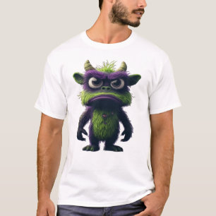 Camiseta Mascote de desenho animado de monstro fofinho e ra
