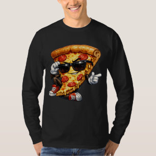 Camiseta Mascote de Fatia de Pizza Legal com Arte de Óculos