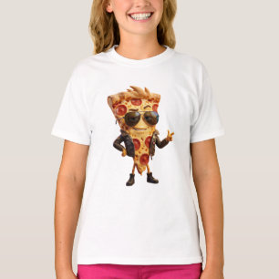 Camiseta Mascote de Fatia de Pizza Legal com Jaqueta de Cou