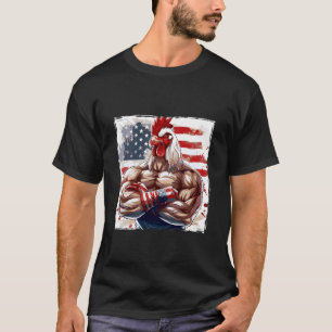 Camiseta Mascote de Frango Americano Bandeira dos EUA