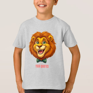 Camiseta Mascote de Leão Adorável com Gravata Borboleta par