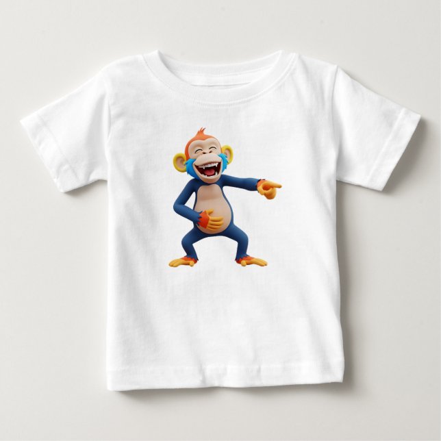 Camiseta Mascote de Macaco Apontando e Rindo (Frente)