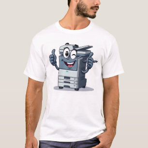 Camiseta Mascote de Máquina de Copiadora de Caricatura com 