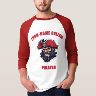 Camiseta Mascote de Pirata PERSONALIZADA Red - Equipe da