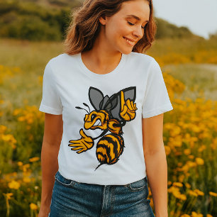 Camiseta Mascote de Vespa Feroz Amarelo Irritado