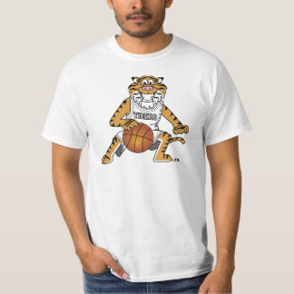 Camiseta Mascote do tigre que joga o basquetebol