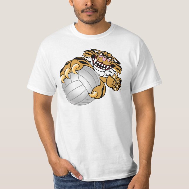 Camiseta Mascote do tigre que joga o voleibol (Frente)