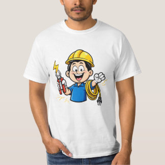 Camiseta Mascote Eletricista Energético Relâmpago Arte de D