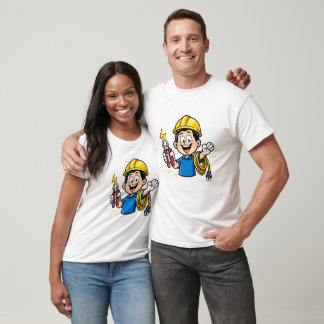 Camiseta Mascote Eletricista Energético Relâmpago Arte de D