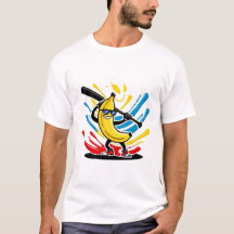 Mascote Engraçado de Banana Balançando Beisebol Dr