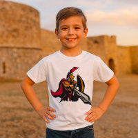 Mascote Guerreiro Espartano Vermelho e Dourado Ous