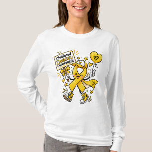 Camiseta Mascote Herói da Fita Dourada de Conscientização d