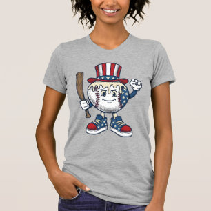 Camiseta Mascote Patriótico de Beisebol Design de Gravura V