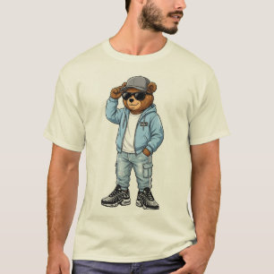 Camiseta Mascote Urso Urbano Legal - Arte de Streetwear Azu