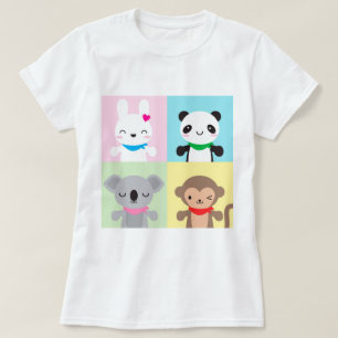 Camiseta Mascotes Animais Super Bonitos Kawaii
