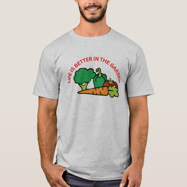 Camiseta masculina A vida é melhor no jardim (Frente)