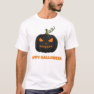 Camiseta masculina Abóbora Preta Feliz Halloween