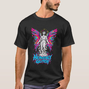 Camiseta Masculina Anjo Glitch Celestial Gráfico