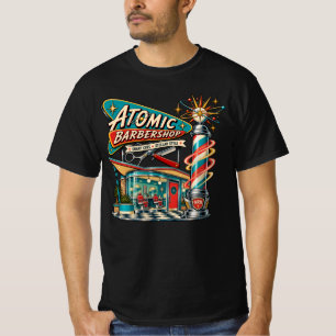Camiseta Masculina Atomic Barbershop Retro Anos 50
