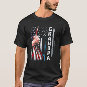 Camiseta Masculina Avô Bandeira Americana Pescaria