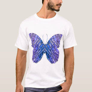 Camiseta masculina azul com estampa de borboleta r