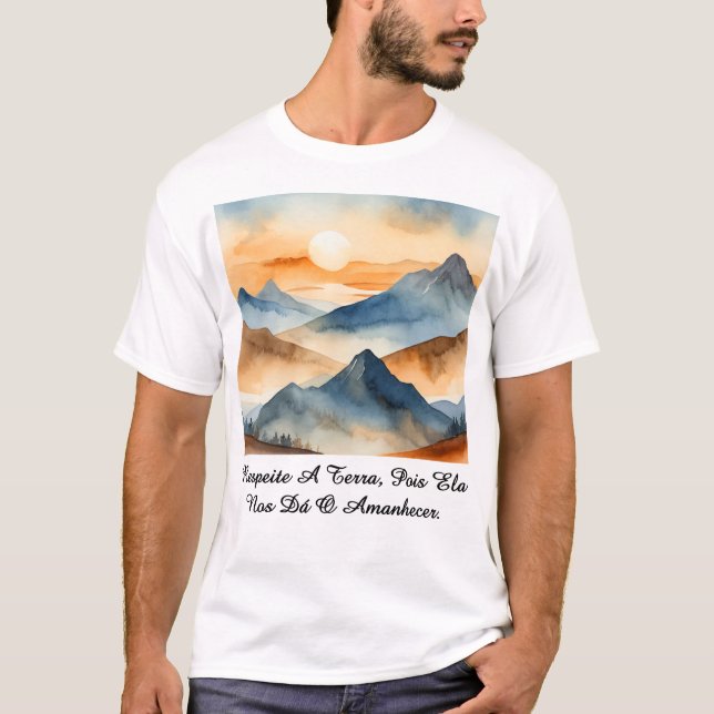 Camiseta Masculina Básica Amanhecer da Terra-1 (Frente)