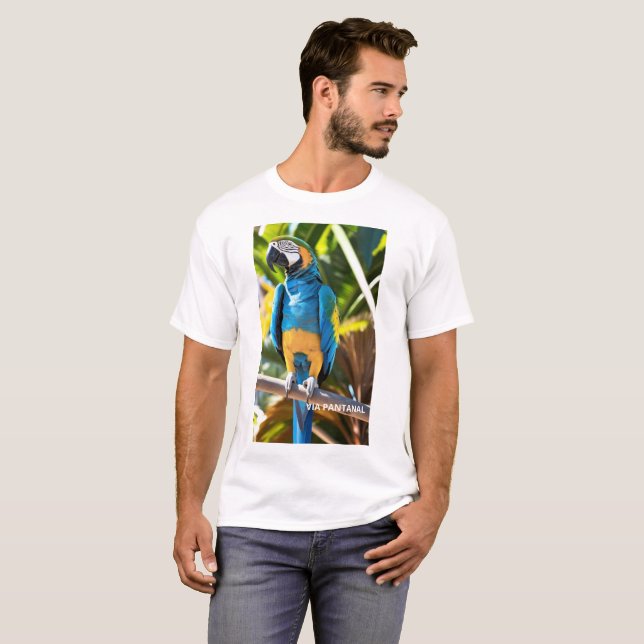 Camiseta Masculina Básica arara azul (Frente Completa)