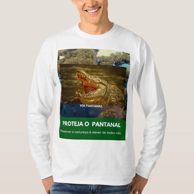 Camiseta Masculina Básica com Mangas Longas Jacaré (Frente)