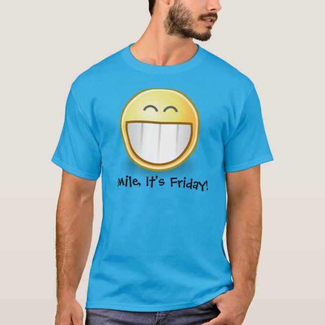 Camiseta masculina Blue"Smile, It's Friday Face (Frente)