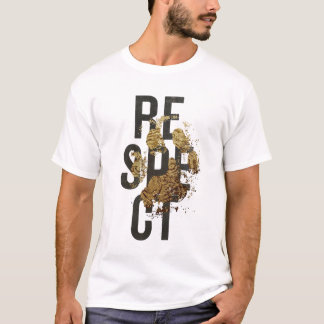 Camiseta masculina branca impressa com respeito