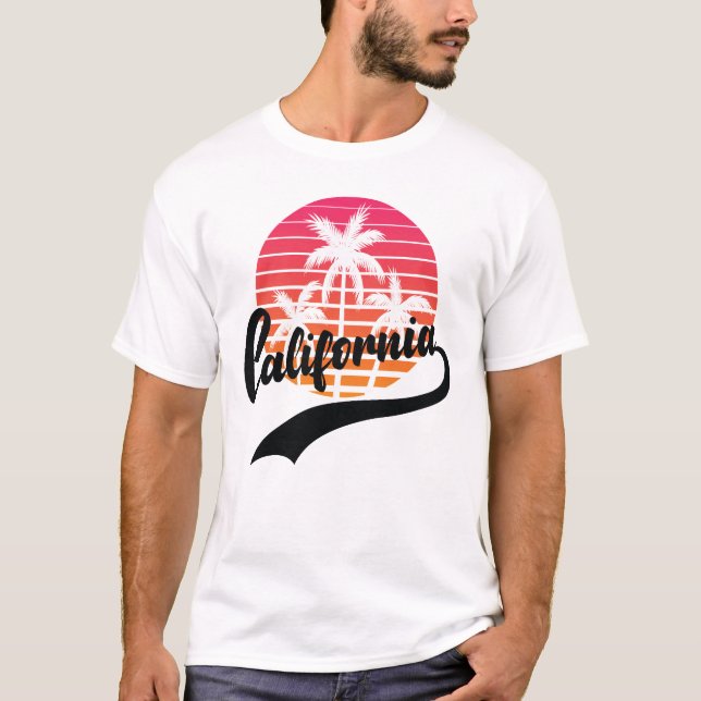 Camiseta Masculina California Summer Retro Sunset (Frente)