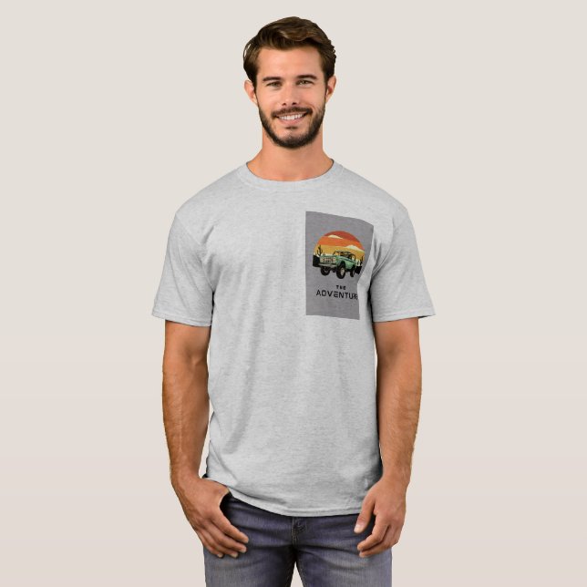Camiseta Masculina Cinza com Gráfico Impresso Adve (Frente Completa)