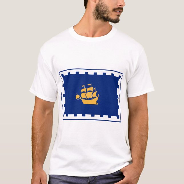 Camiseta masculina com a bandeira da cidade de Que (Frente)