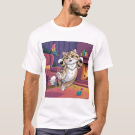 Camiseta masculina com design engraçado de gato | 