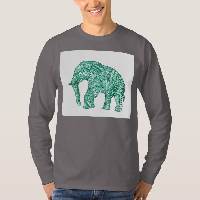 Camiseta masculina com elefante padronizado (Frente)