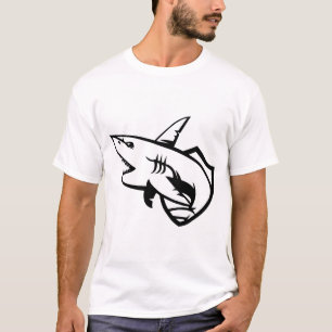 Camiseta Masculina com Gráfico Mínimo de Tubarão