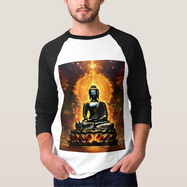 Camiseta masculina com logo de Buda | Desenho de P (Frente)