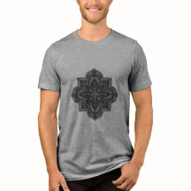 Camiseta masculina com mandala geométrica cinza e