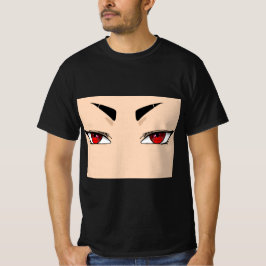 Camiseta masculina com olhos de anime vermelhos e 