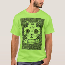 Camiseta masculina com retrato gráfico de gato eng