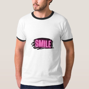 Camiseta Masculina com Texto Neon 'Smile'