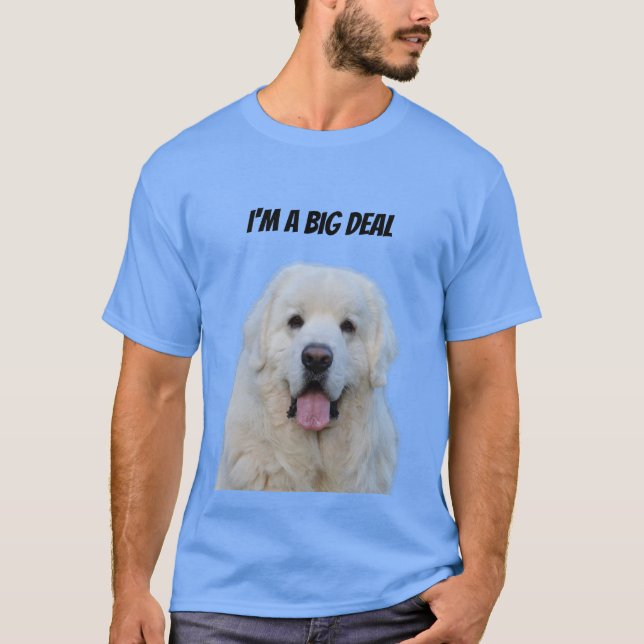 Camiseta masculina com um cão branco grande (Frente)