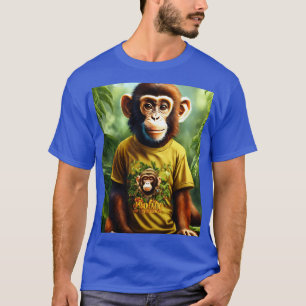 Camiseta Masculina Cool Monkey Art Gráfico Azul