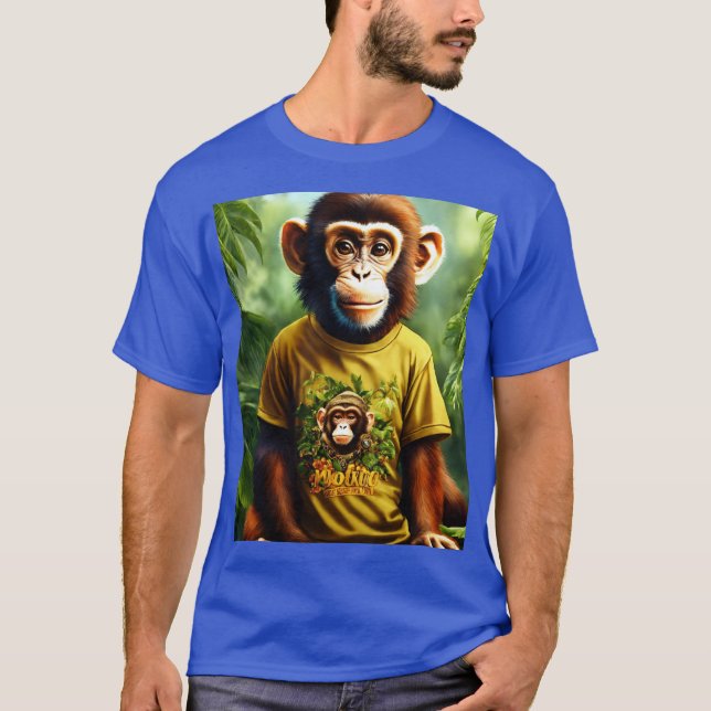 Camiseta Masculina Cool Monkey Art | Gráfico Azul  (Frente)