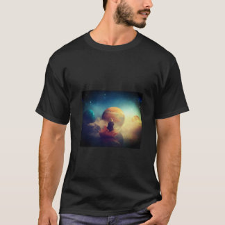 camiseta masculina criança mística e planetas