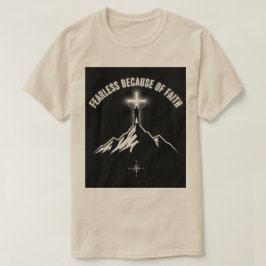 Camiseta Masculina Cristã Sem Medo por Causa da Fé
