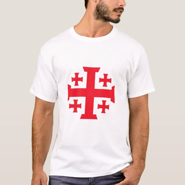 Camiseta masculina Cruz de Jerusalém dos Cruzados  (Frente)