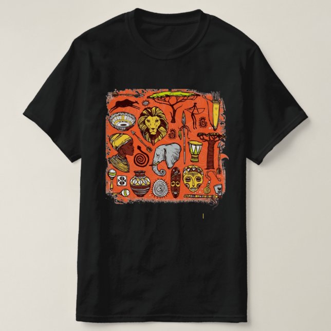 Camiseta masculina da África (Frente do Design)